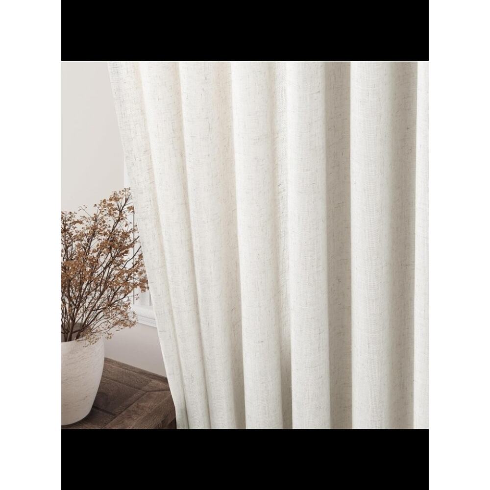 Cream Linen Curtains 102 inches Long 2 Panels Set - Picture 2 of 2